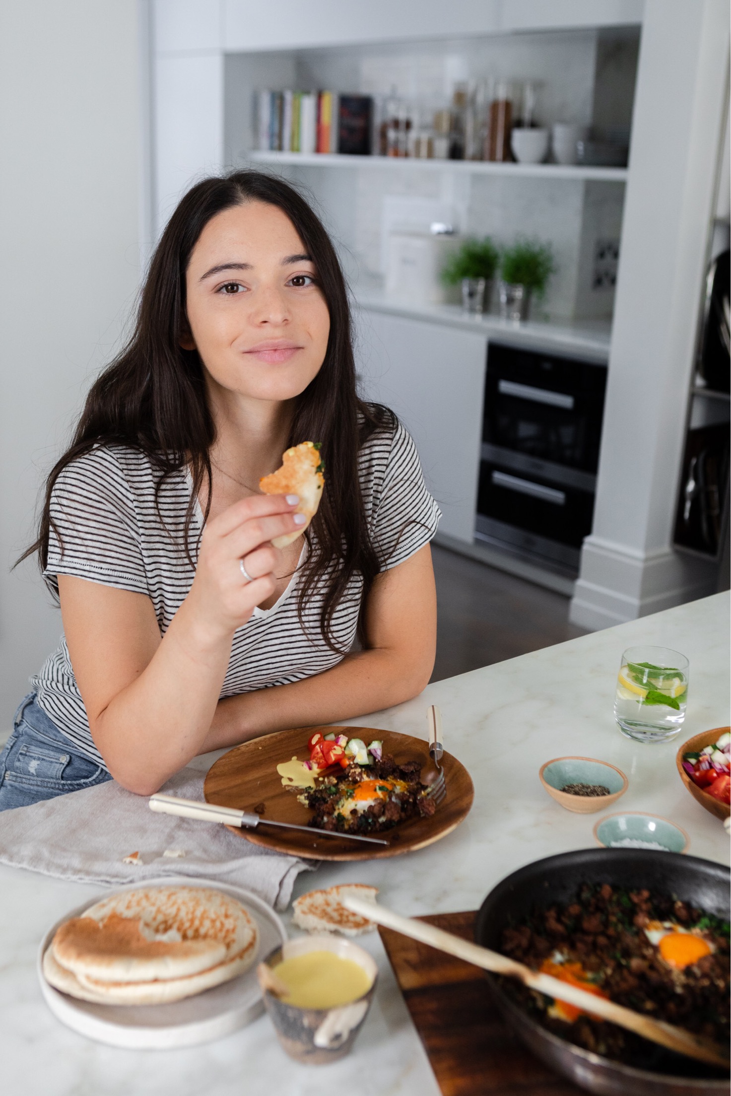 Emanuelle Lee in the kitchen
